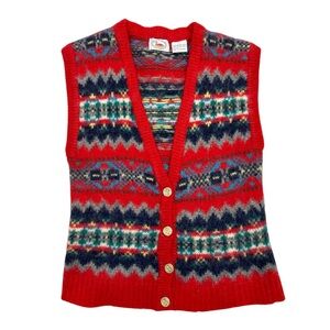 Vintage Marsh Landing Shetland Wool Knit Vest with Button Front